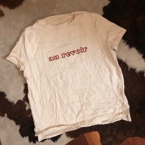 Madewell embroidered “Au Revoir!” Tee